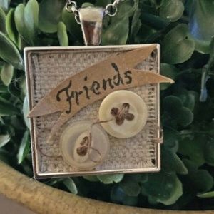 Sweet Silver Vintage Button Friend Necklace
